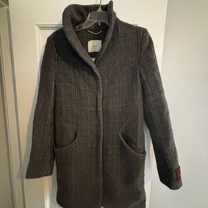 Wilfred Dark Gray Checkered Pea Coat